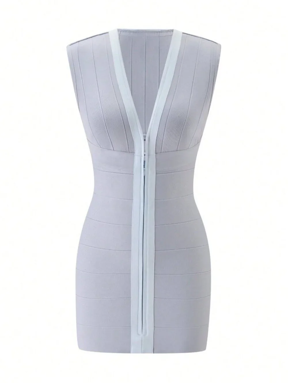 Blue Elegant Women's Two Tone Bandage Mini Bodycon Dress - Picture 4 of 6